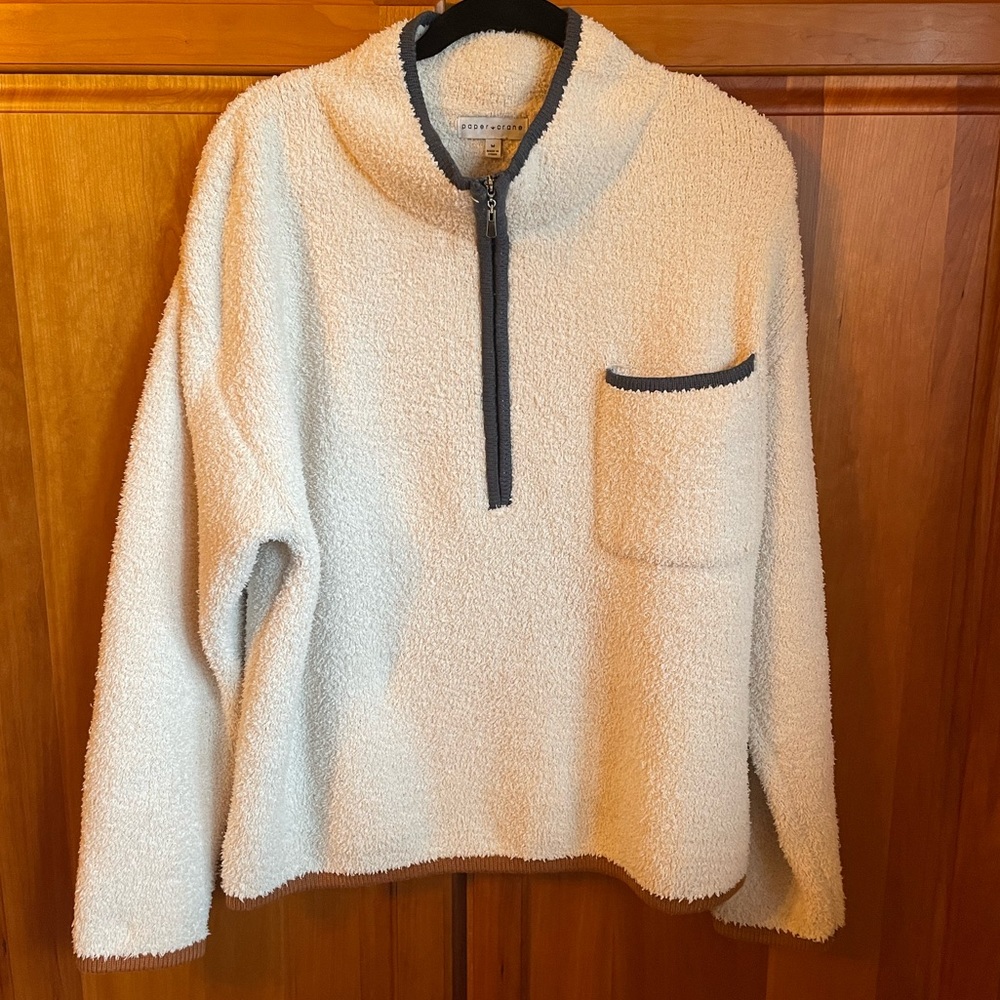 Sherpa style cream quarter zip - paper crane
